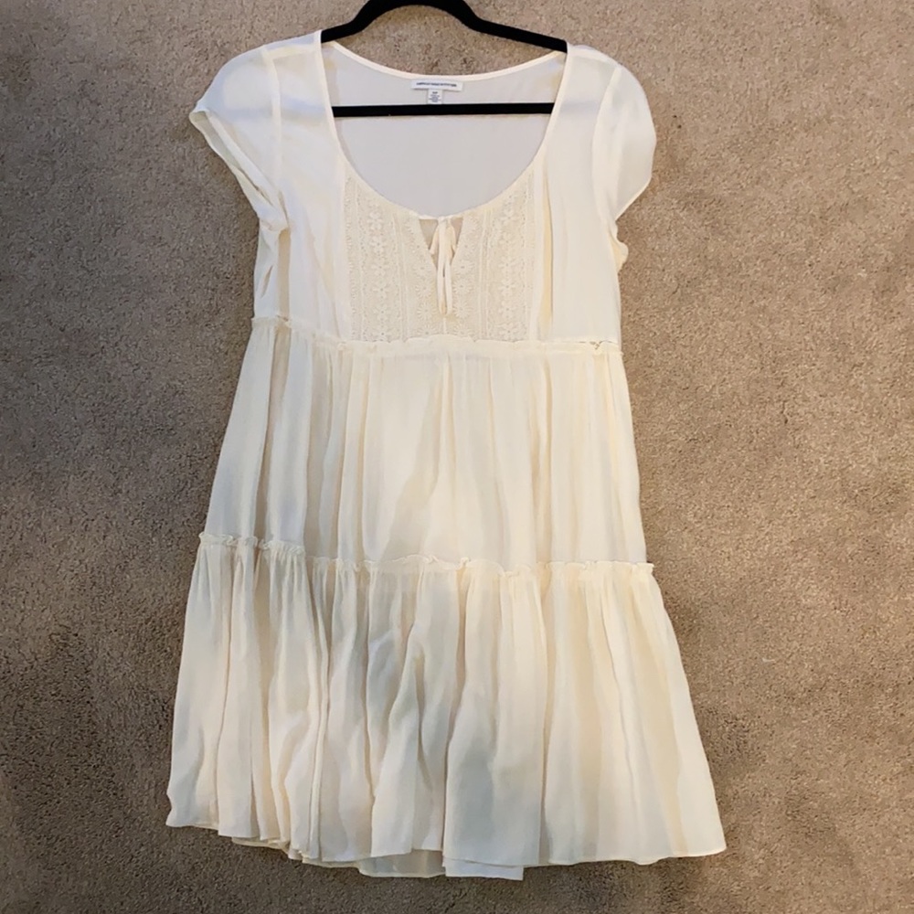 Adorable White Dress with Embroidered Detail 🤍
